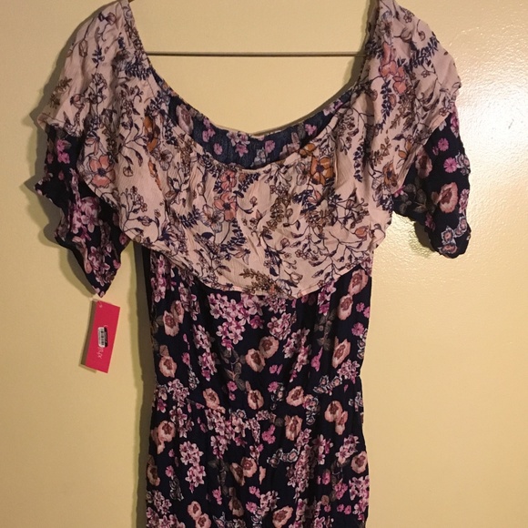 Xhilaration Mixed Print Cold Shoulder Jumpsuit M - Picture 3 of 3